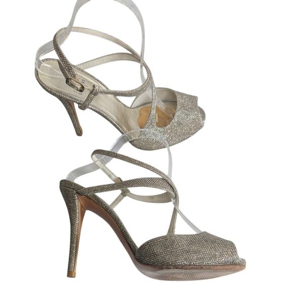 Stuart Weitzman Inviting sparkling strappy heels in Platinum Noir size 10 - Picture 11 of 13